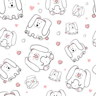 Vektör sorunsuz desen elle çizilmiş komik sevimli şişman hayvanlar ile. 