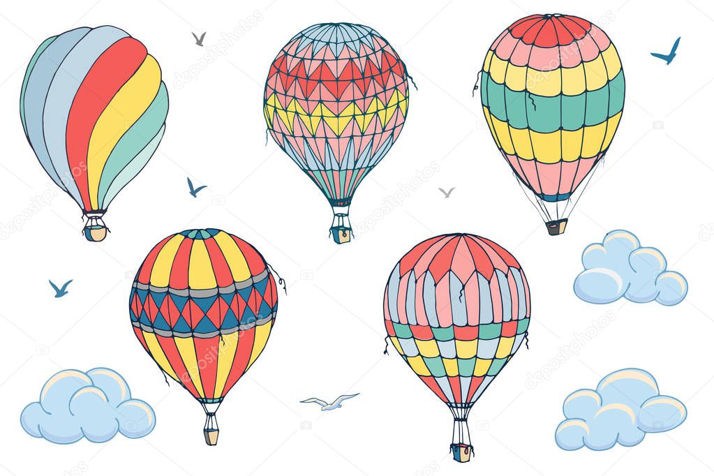 Vector isolated balloons on white background. 