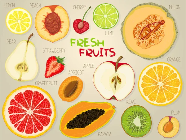Fruits isolés vectoriels — Image vectorielle