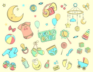 Yenidoğan bebek temalı Doodle seti.