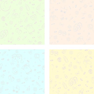 Bebek bakım eşyaları ile Dikişsiz desen seti