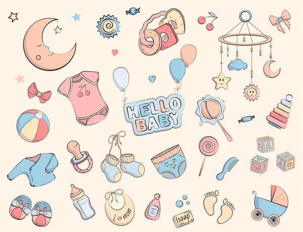 Yenidoğan bebek temalı Doodle seti.