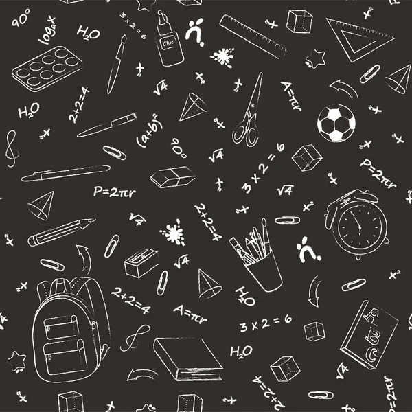 Okul malzemeleri ve stat ile tek renkli vektör dikişsiz desen