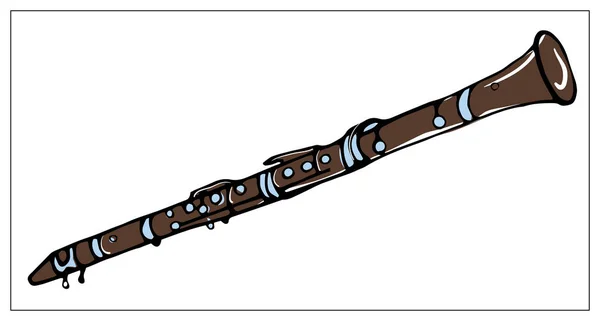 Carte de vœux vectorielle avec clarinette. Illustration multicolore dessinée à la main . — Image vectorielle