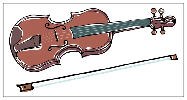 Vektor-Grußkarte mit Geige. Bunte handgezeichnete Illustration. — Stockvektor
