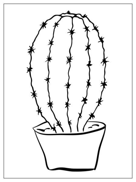 Carte de vœux vectorielle avec cactus. Illustration linéaire dessinée à la main . — Image vectorielle