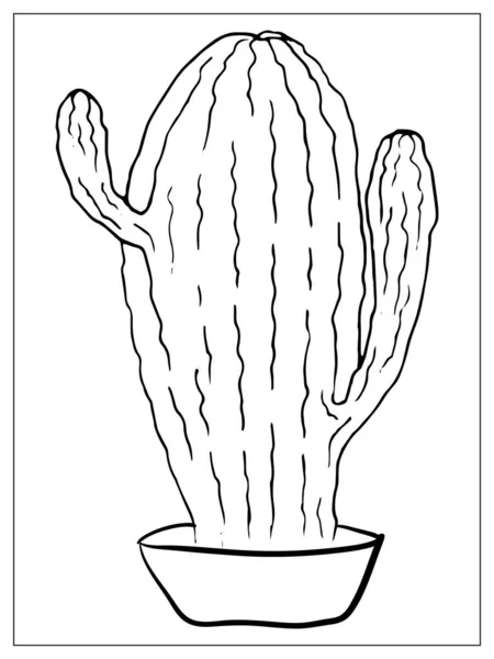 Biglietto vettoriale con cactus. Illustrazione disegnata a mano lineare . — Vettoriale Stock