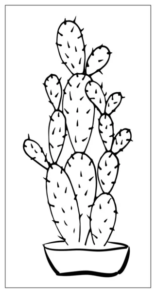 Biglietto vettoriale con cactus. Illustrazione disegnata a mano lineare . — Vettoriale Stock