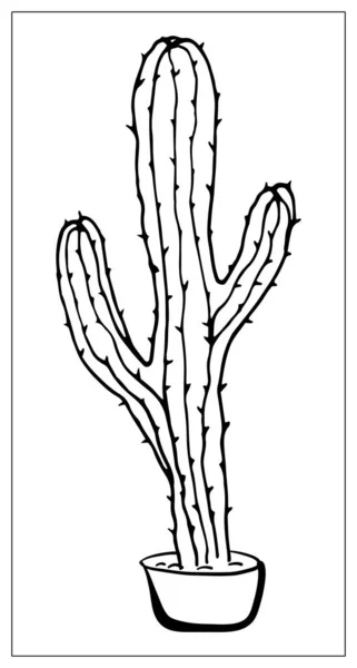 Biglietto vettoriale con cactus. Illustrazione disegnata a mano lineare . — Vettoriale Stock