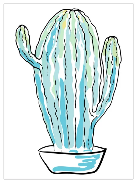 Carte de vœux vectorielle avec cactus. Illustration multicolore dessinée à la main . — Image vectorielle