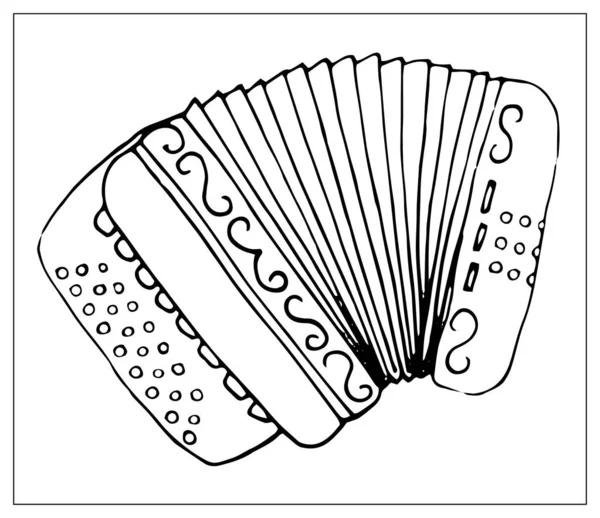 Tarjeta de felicitación vectorial con acordeón. Ilustración lineal dibujada a mano . — Archivo Imágenes Vectoriales