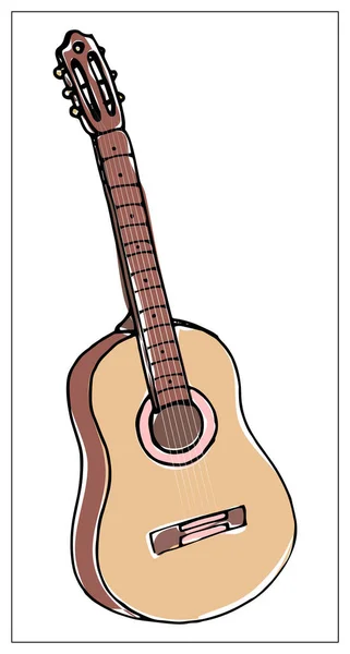 Vektor-Grußkarte mit Gitarre. Bunte handgezeichnete Illustration. — Stockvektor