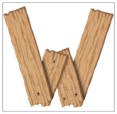 Beyaz arka planda izole edilmiş vektör ahşap harf.