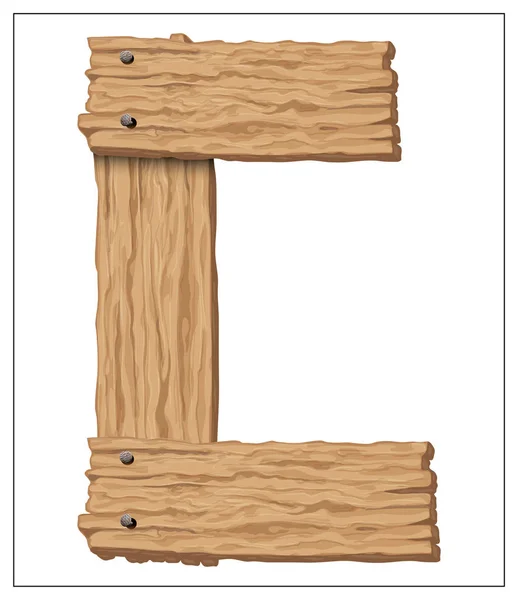 Lettre isolée vectorielle en bois sur fond blanc . — Image vectorielle
