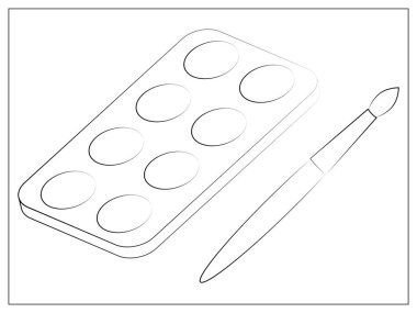 Boyaların vektör seti ve fırça simgesi. Web, logo, uygulama, UI için yaratıcılık için malların ana hatlarını belirle
