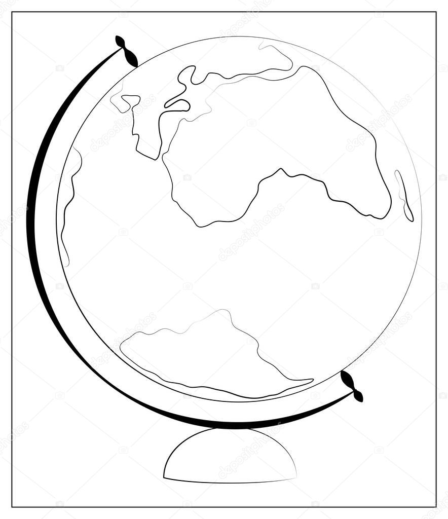 Vector globe Icon. Flat vector illustration of globe silhouette for web design, logo, icon, app, UI. Isolated on white.