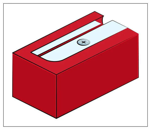 Icono del afilador rojo vectorial. Ilustración vectorial plana de afilador para lápiz para diseño web, logotipo, icono, aplicación, interfaz de usuario — Vector de stock