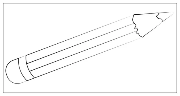 Icône Ligne Crayon Vectoriel Vecteur Illustration Plate Crayon Avec Élastique — Image vectorielle