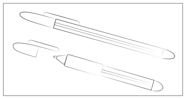 ベクトルセットのペンラインアイコン ベクターウェブデザイン アイコン アプリ Ui用のオフィスペンのフラットイラスト 白の独立したストックイラスト — ストックベクタ