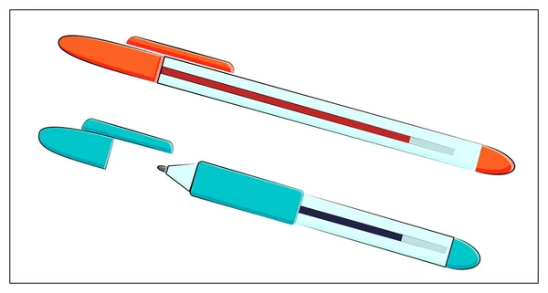 Vektor Set Von Stiften Icon Vector Flache Illustration Mit Roten — Stockvektor