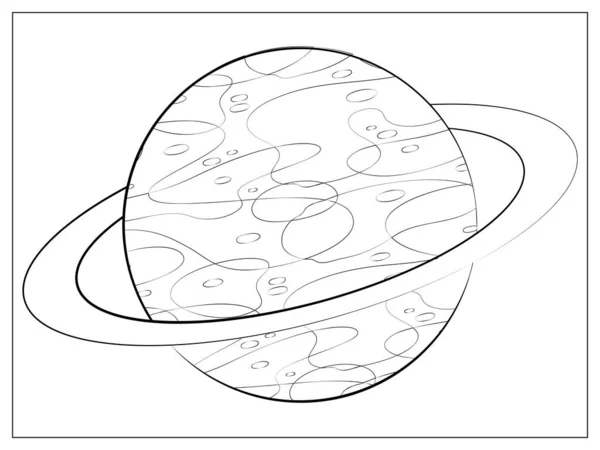 Vector Planet Ring Lijn Icoon Vector Platte Illustratie Van Saturnus Rechtenvrije Stockillustraties