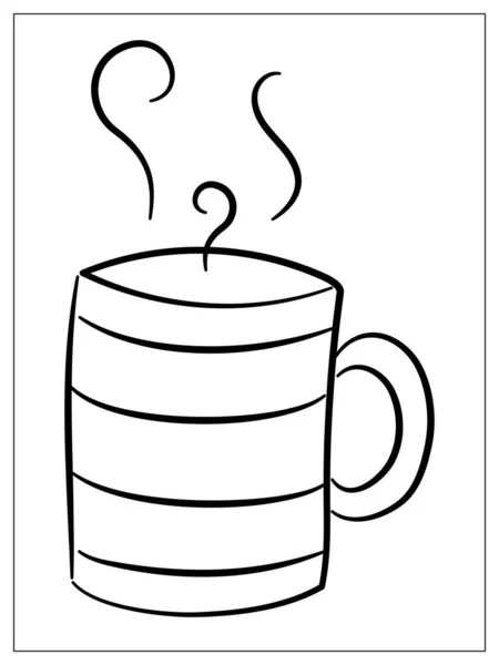 ベクトルカップ、暖かい飲み物のアイコンを持つマグカップ。フラット漫画のアイコン。かわいい冬のデザイン要素。概要手描き。寄席風 — ストックベクタ