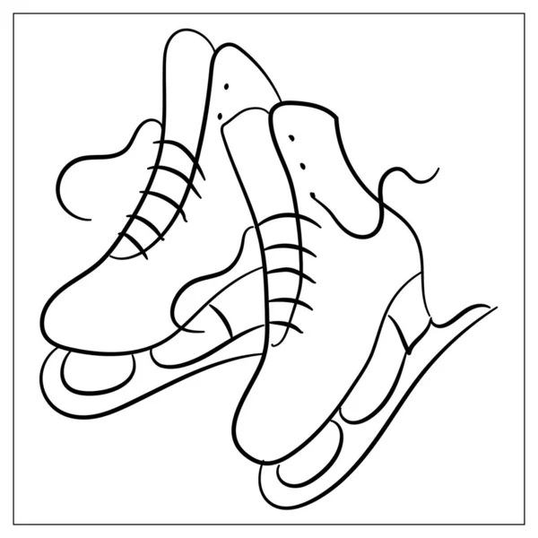 Vektor téli figura korcsolyázik ikon. Vázlat Kézzel rajzolt Tél aktív szabadtéri szabadidős jégkorcsolyák. Rajzfilm stílus — Stock Vector