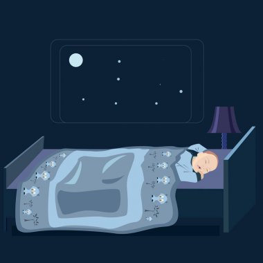 çocuk büyük bir yatakta uyur/çocuk büyük bir yatakta uyur. Çocuk gece uykusu