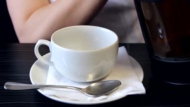 Mujer vierte el té en una taza — Vídeo de stock