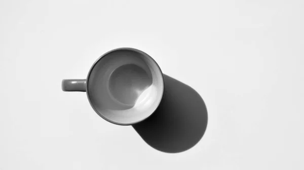 White Ceramic Cup Coffee Shadow — Stock Photo, Image