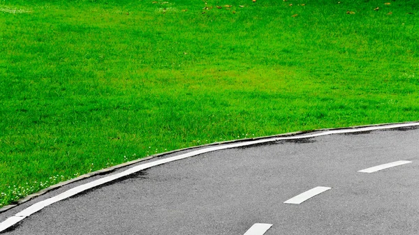 Ligne Blanche Sur Fond Route Courbe Asphaltée — Photo