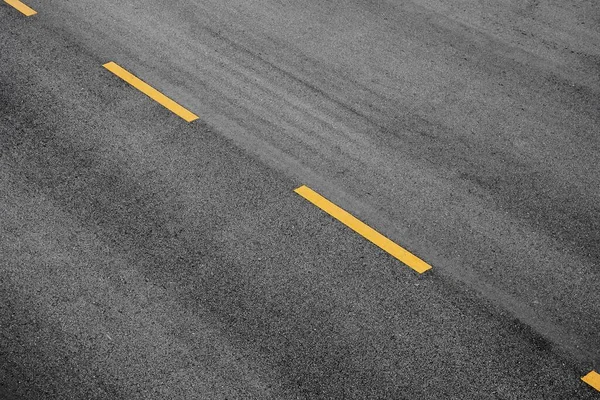 Yellow Paint Line Black Asphalt Space Transportation Background — Stock Photo, Image