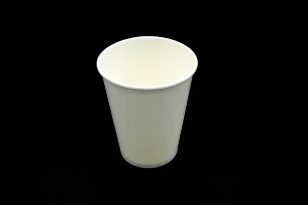 Tasse Papier Blanc Isolé Sur Fond Noir — Photo