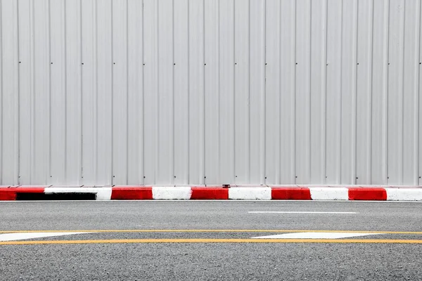 Route Béton Trottoir Bordure Rouge Blanc — Photo