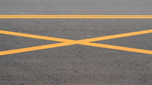 Ligne Peinte Jaune Abstraite Sur Route Asphaltée Fond — Photo