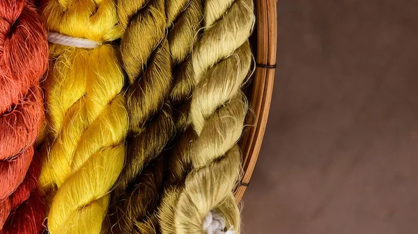 Colorful Silk Yarn Ready Weaving — Stock Photo, Image