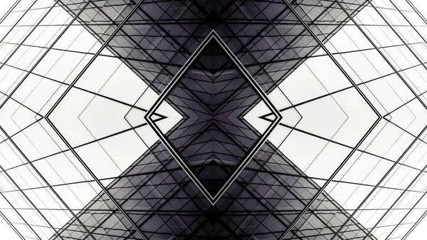 Αφηρημένη Αρχιτεκτονική Της Γεωμετρίας Στο Γυάλινο Παράθυρο Μελλοντικό Στυλ Φόντο — Φωτογραφία Αρχείου