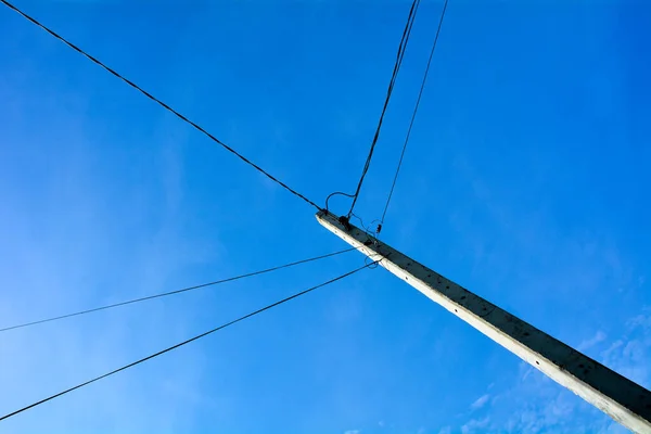 Postes Eléctricos Alto Voltaje Cielo Azul — Foto de Stock