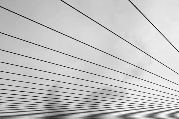 Patroon Van Staalkabel Bij Hangbrug Silhouet Abstracte Achtergrond — Stockfoto