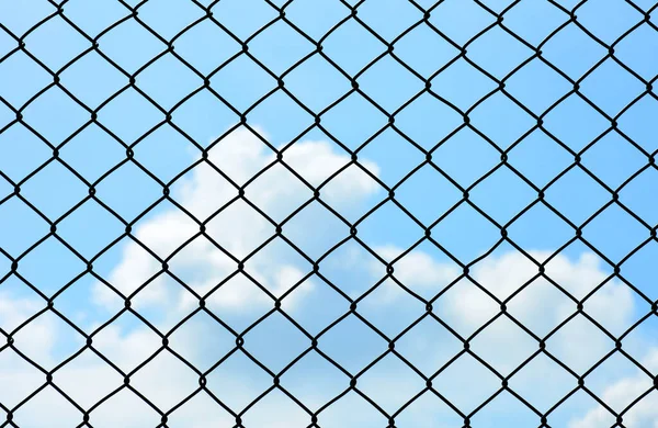 cage metal wire wall on blue sky