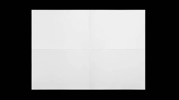 Белый Лист Бумаги Сложенный Изолирован Черном Фоне — стоковое фото