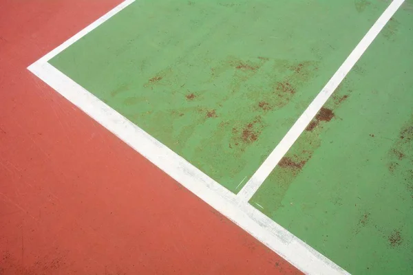 Piros Zöld Teniszpálya Közelkép — Stock Fotó