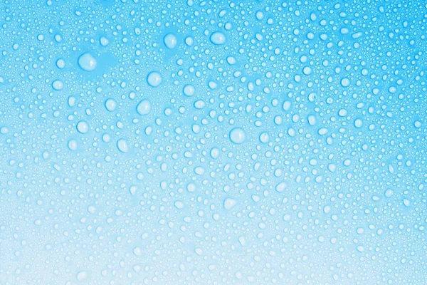 Primo Piano Gocce Acqua Sfondo Blu — Foto Stock