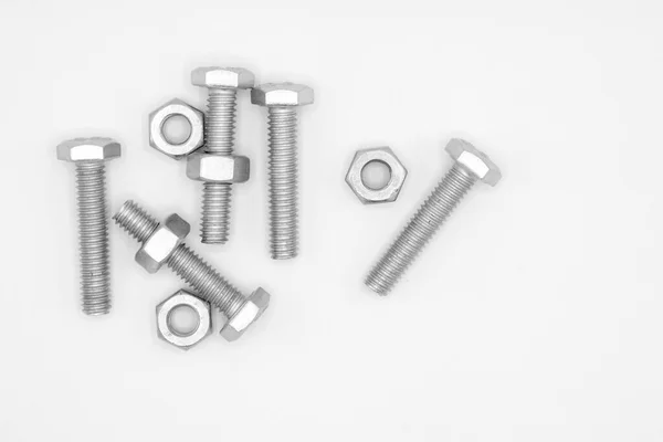 Nuts Bolts Isolated White Background — Stock Photo, Image