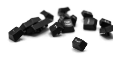 Klavyenin güç düğmesi beyaz arkaplanda izole edildi