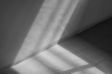 Camdan yansıyan gölgeli beyaz bir duvarın soyut arkaplanı.