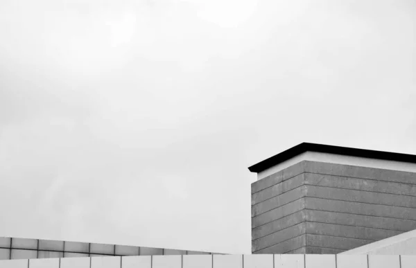 Struttura Terrazza Moderna All Atto Edificio Monocromatico — Foto Stock