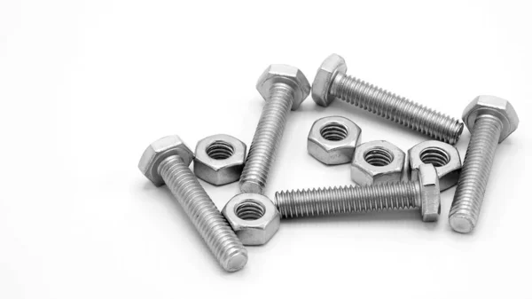 Nuts Bolts Isolated White Background — Stock Photo, Image