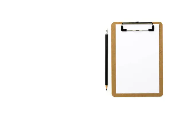 Clipboard White Paper Isolated White Background — Stock Photo, Image