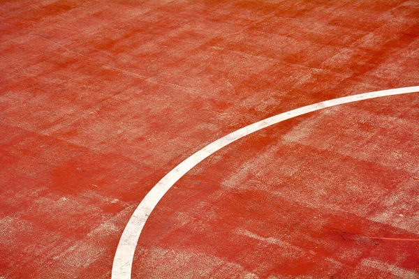 Detalle Una Cancha Baloncesto Roja — Foto de Stock